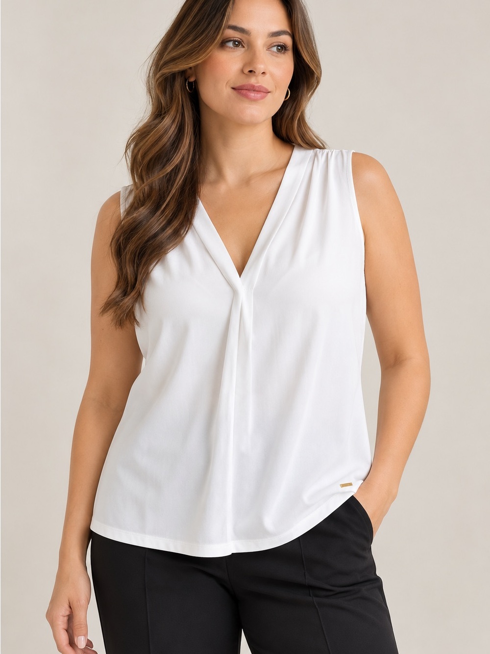 Calvin Klein White V-Neck Sleeveless Camisole